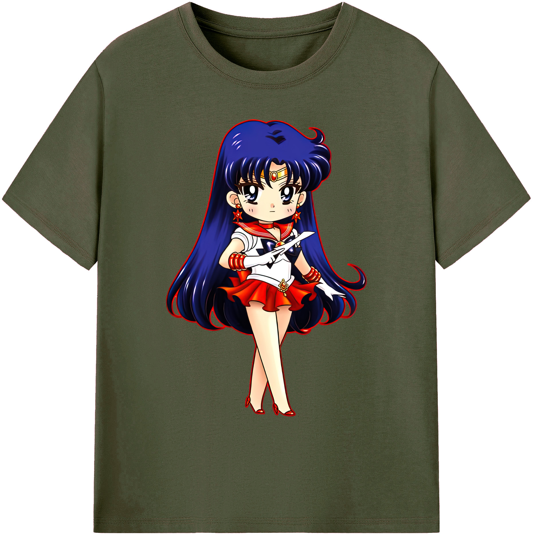 （画像用） 美少女戦士セーラームーン 火野レイ ひの レイ Sailor Moon Hino Rei （セーラーマーズ,Sailor Mars） 綿100％ メンズ半袖Tシャツ｜肌触りやわらか＆通気性